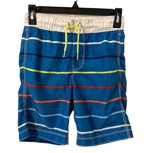 Gap Kids Blue Multicolor Stripe Boys‎ Swim Trunks Size M